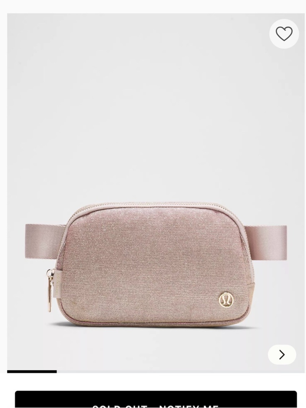 lululemon Pink Champagne Glitter Everywhere Belt Bag 1L